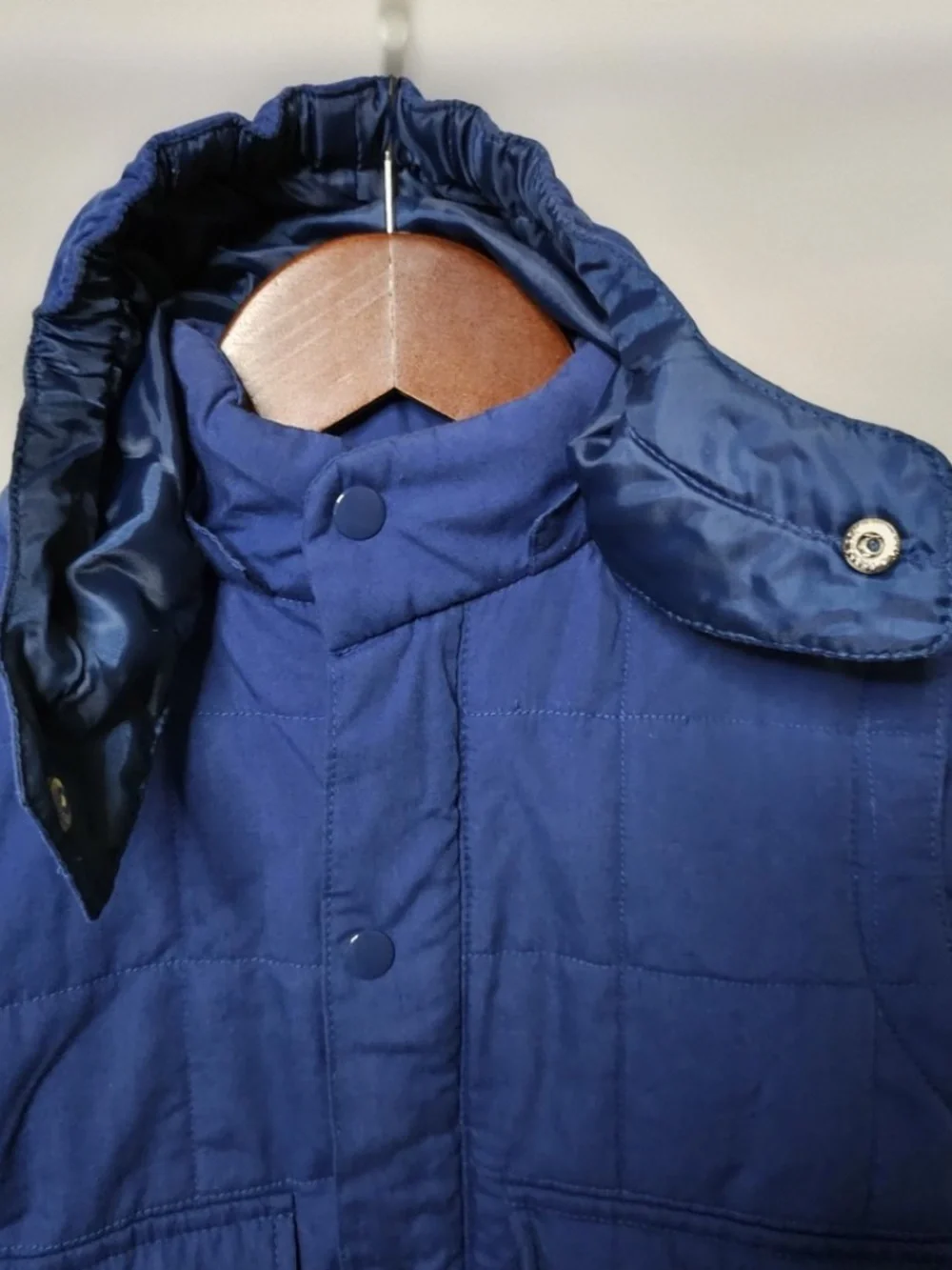 VTG Kids N Fun Navy Blue Snap Front Removable Hoodie Quilted Jacket Dog Sled 12M